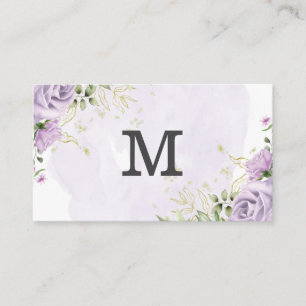 Carte De Visite Monogramme   Fleurs violettes