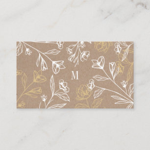 Carte De Visite Monogramme floral de fleur de style vintage