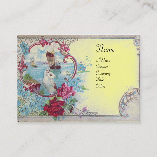 CARTE DE VISITE MONOGRAMME FLORAL ROMANTICA ROSES, DOUCHE ET SAISI (Devant)