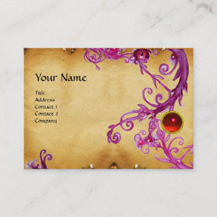 Carte De Visite MONOGRAMME FLORENTIN BAROQUE bijou parchemin rouge