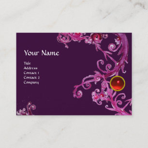 Carte De Visite MONOGRAMME FLORENTIN BAROQUE GEMME rouge
