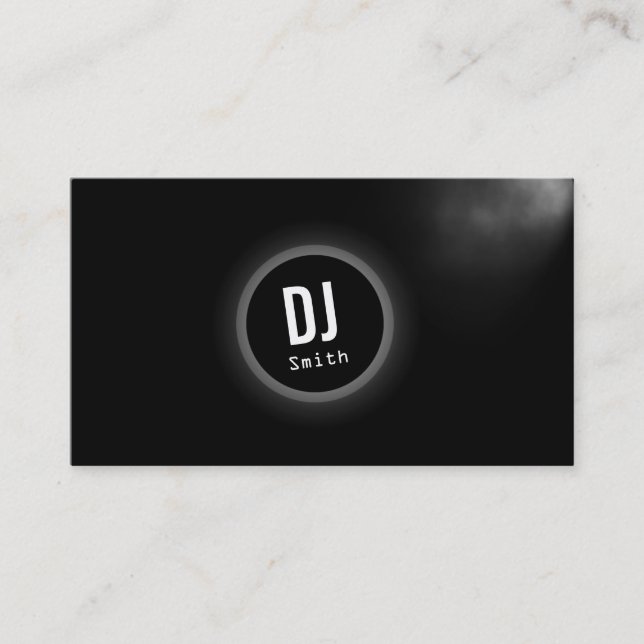Carte De Visite Monogramme foncé élégant de musique du DJ (Devant)