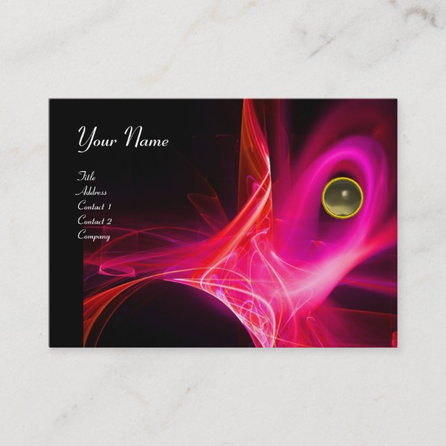Carte De Visite MONOGRAMME GEM SWIRL Vibrant noir rose rouge (Devant)