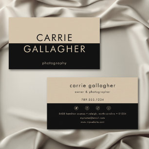 Carte De Visite Monogramme géométrique minimaliste de bronze noir 