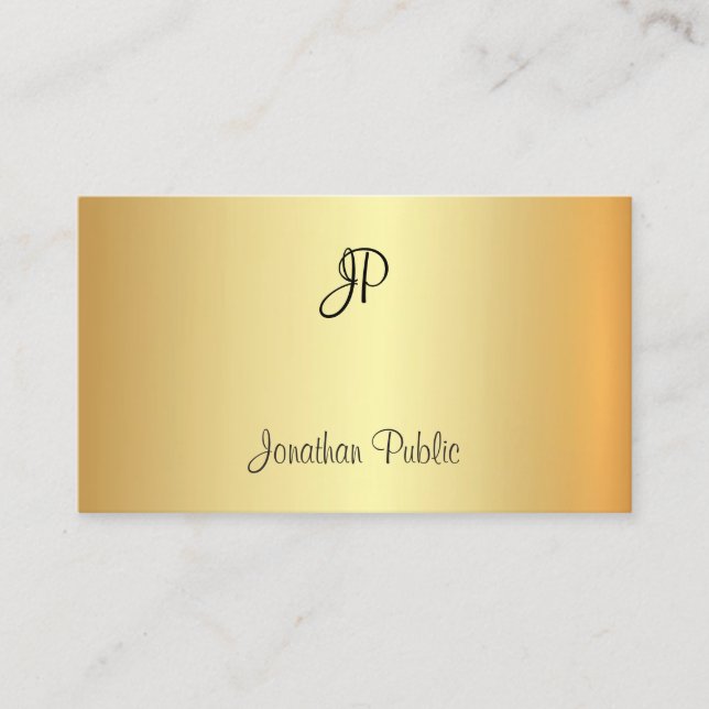 Carte De Visite Monogramme Glamor Faux Gold Professionnel Élégant (Devant)