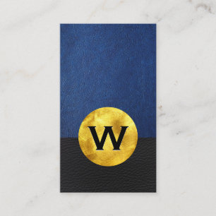 Carte De Visite Monogramme Gold Foil   Bloc couleur cuir