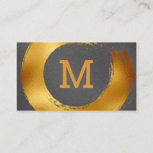 Carte De Visite Monogramme   Gold Foil Circulaire broyée