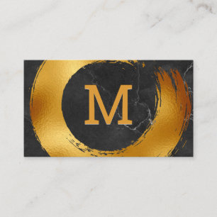Carte De Visite Monogramme   Gold Foil Circulaire broyée