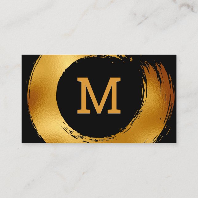 Carte De Visite Monogramme | Gold Foil Circulaire broyée (Devant)