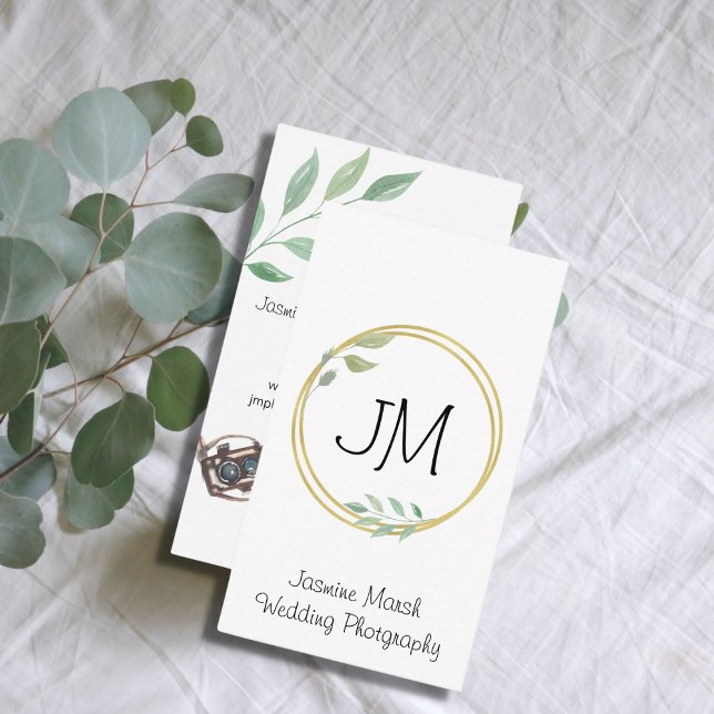Carte De Visite Monogramme Gold Frame Mariage Photographe vertical (Créateur téléchargé)