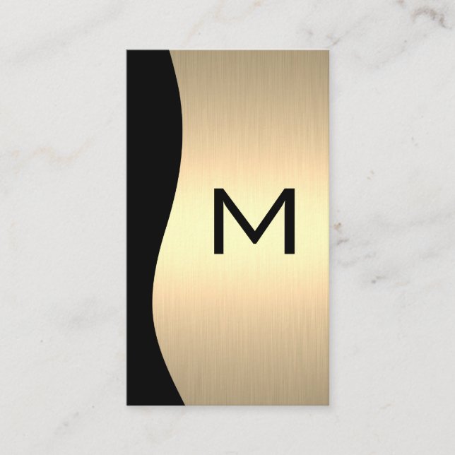 Carte De Visite Monogramme Gold Luxe | Metallique (Devant)