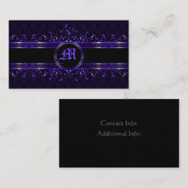 Carte De Visite Monogramme gothique orné noir et pourpre