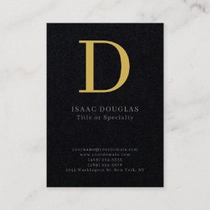 Carte De Visite Monogramme gras moderne gris noir or tendance