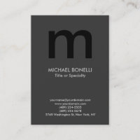 Carte de visite monogramme gris moderne tendance