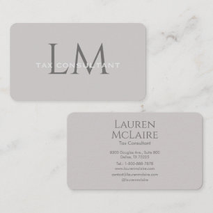 Carte de visite Monogramme Gris Taupe Moderne