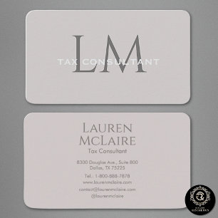 Carte de visite Monogramme Gris Taupe Moderne