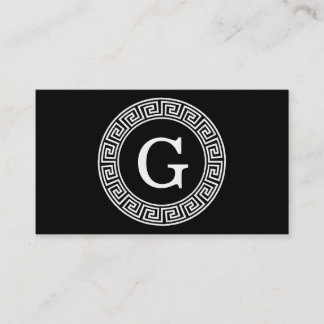 Carte De Visite Monogramme initial du cadre de ligne de clé grecqu