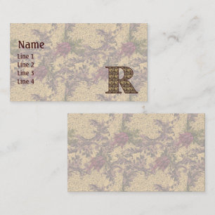 Carte De Visite Monogramme Initiale R Élégant Floral Vintage