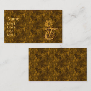 Carte De Visite Monogramme Initiale T Élégante Fleur de Pivoine en