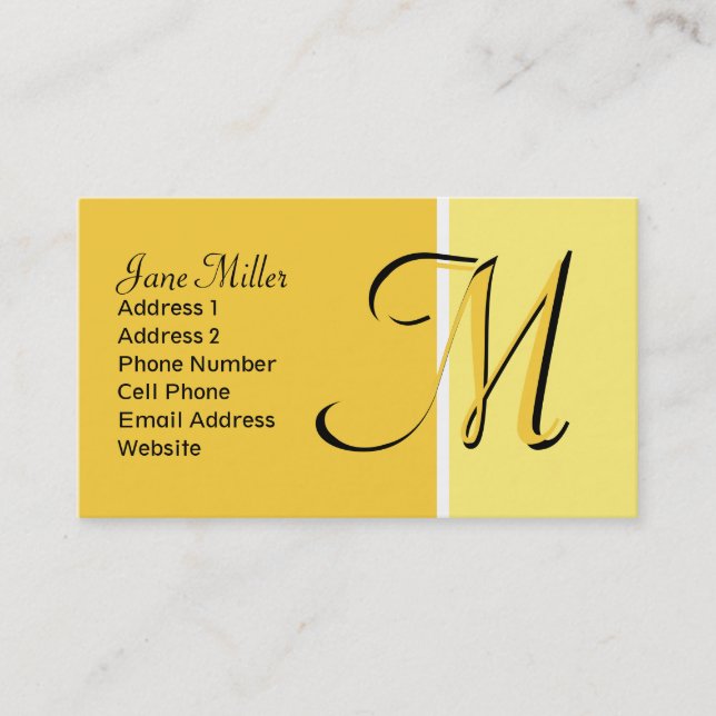 Carte De Visite monogramme jaune (Devant)