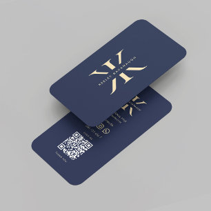 Carte De Visite Monogramme K Logo Professionnel bleu foncé