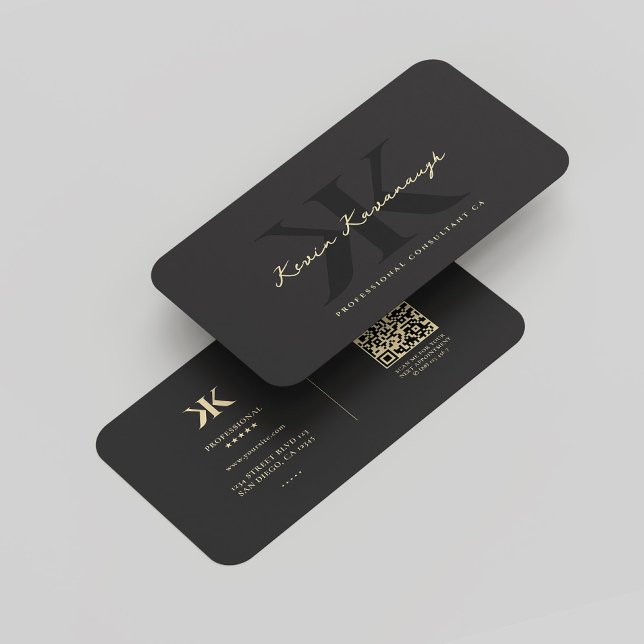Carte De Visite Monogramme K Professionnel Noir (Modern Monogram K Professional Marketing Black Business Card
)