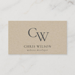 Carte De Visite Monogramme Kraft simple minimal initial