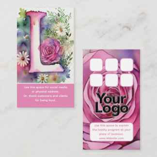 Carte De Visite Monogramme L Daisy Floral Aquarelle Logo Punch