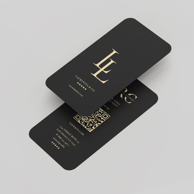 Carte De Visite Monogramme L Elegant Logo de l'entreprise Black Go (Modern Monogram L Elegant Company Logo Black Gold Business Card
)
