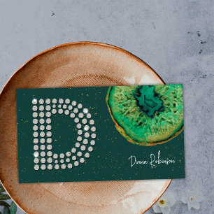 Carte De Visite Monogramme Lettre Initiale D Diamants Agate Emerau