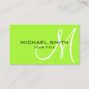 Carte De Visite Monogramme Lézard Vert Minimaliste Professionnel