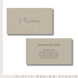 Carte De Visite Monogramme Logo Beige Moderne Minimaliste