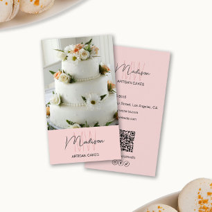 Carte De Visite Monogramme Logo Boulangerie Gâteau rose