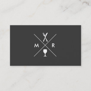 Carte De Visite MONOGRAMME LOGO DE FORK & KNIFE sur DK GRAY