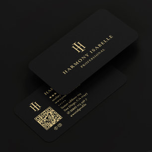 Carte De Visite Monogramme Logo Professionnel Élégant Black Law Fi