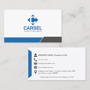 Carte De Visite Monogramme logo professionnel gris bleu