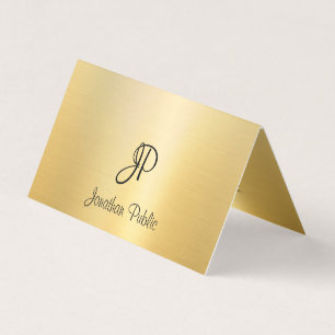 Carte De Visite Monogramme manuscrit Faux Gold