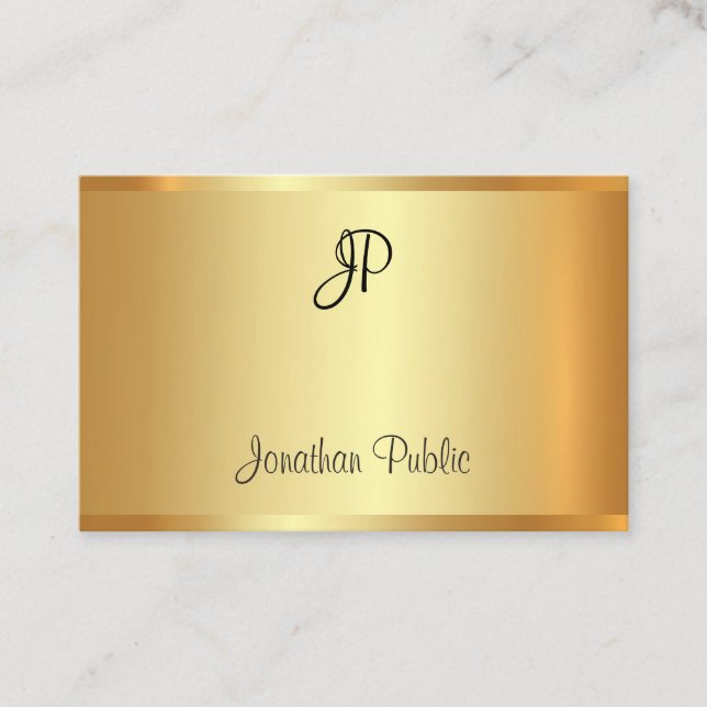 Carte De Visite Monogramme manuscrit Faux Gold Professional Modern (Devant)