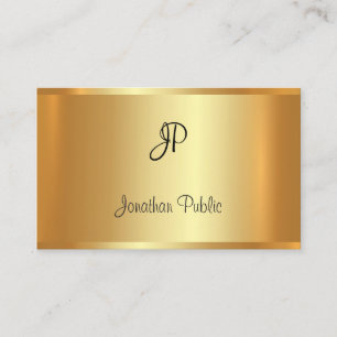 Carte De Visite Monogramme manuscrit Glamor Gold Look Modern
