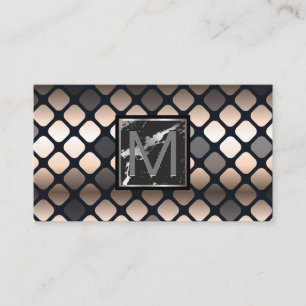 Carte De Visite Monogramme   Marbre   Motif métallique de luxe
