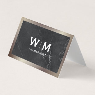 Carte De Visite Monogramme   Marbre noir Lux