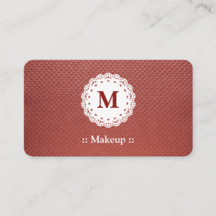 Carte De Visite Monogramme Maroon de dentelle de maquillage