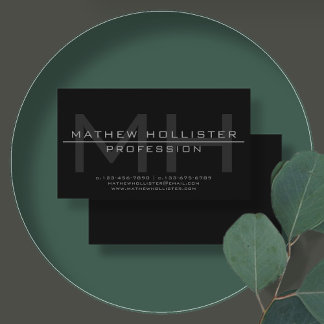 Carte De Visite Monogramme masculin, gris et noir