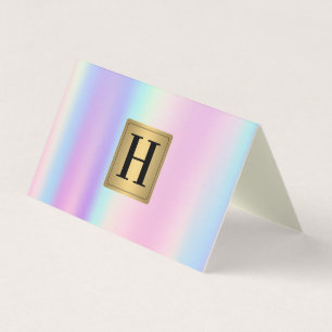 Carte De Visite Monogramme métal d'or   Rainbow Metallen