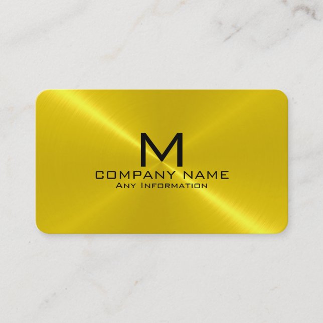 Carte De Visite Monogramme métallique en acier inoxydable d'or (Devant)