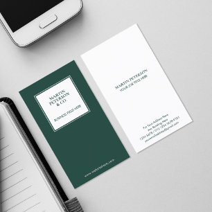 Carte De Visite Monogramme minimal Cadre blanc sur Vert foncé