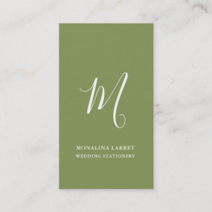 Carte De Visite Monogramme minimal Chic Sage Vert moderne