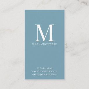Carte De Visite Monogramme minimal moderne bleu vertical
