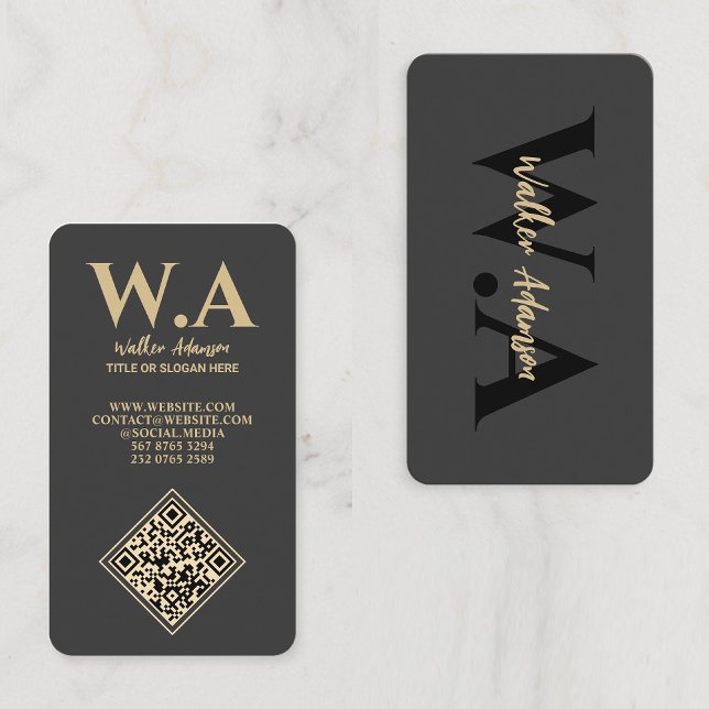 Carte De Visite Monogramme minimal moderne | Marketing professionn (Luxury black and gold business cards)