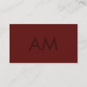 Carte De Visite Monogramme minimal rouge profond